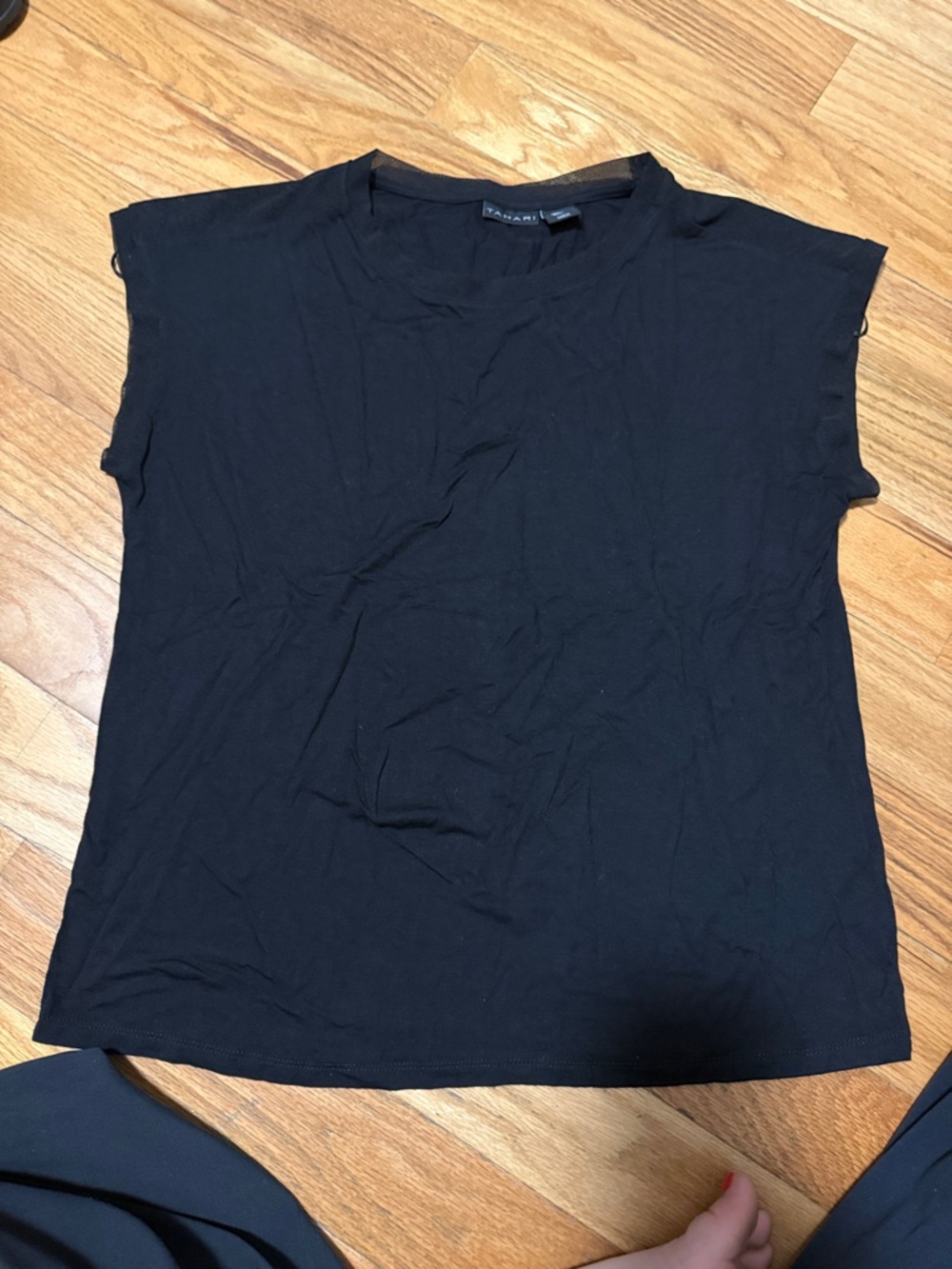 Tahari Black Boxy Crewneck Tank
